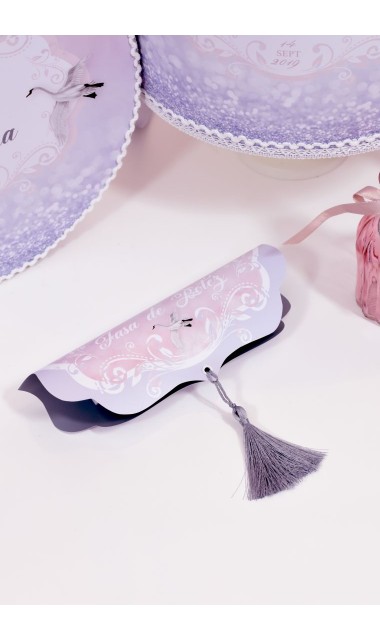 Trusou de botez pentru fetite, roz cu silver, lebada argintie  Silver Swan  6